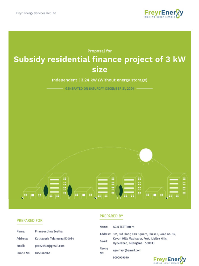 Subsidy Residential Finance Project of 3 KW Size | PDF