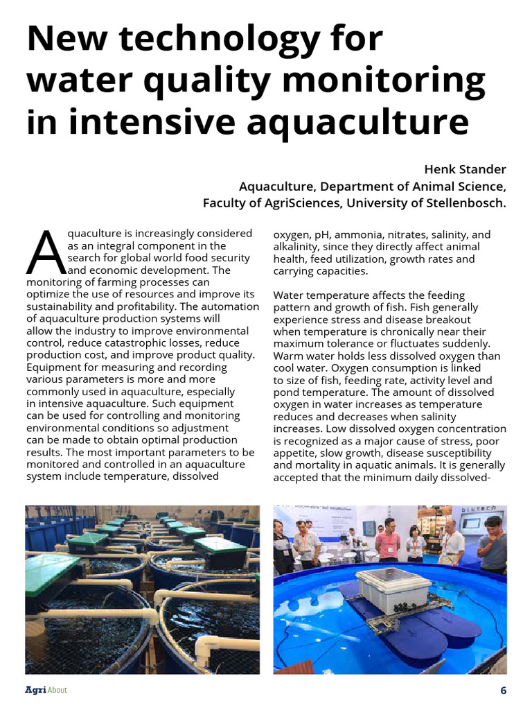 New Technology For Water Quality Monitoring in Intensive Aquaculture ...
