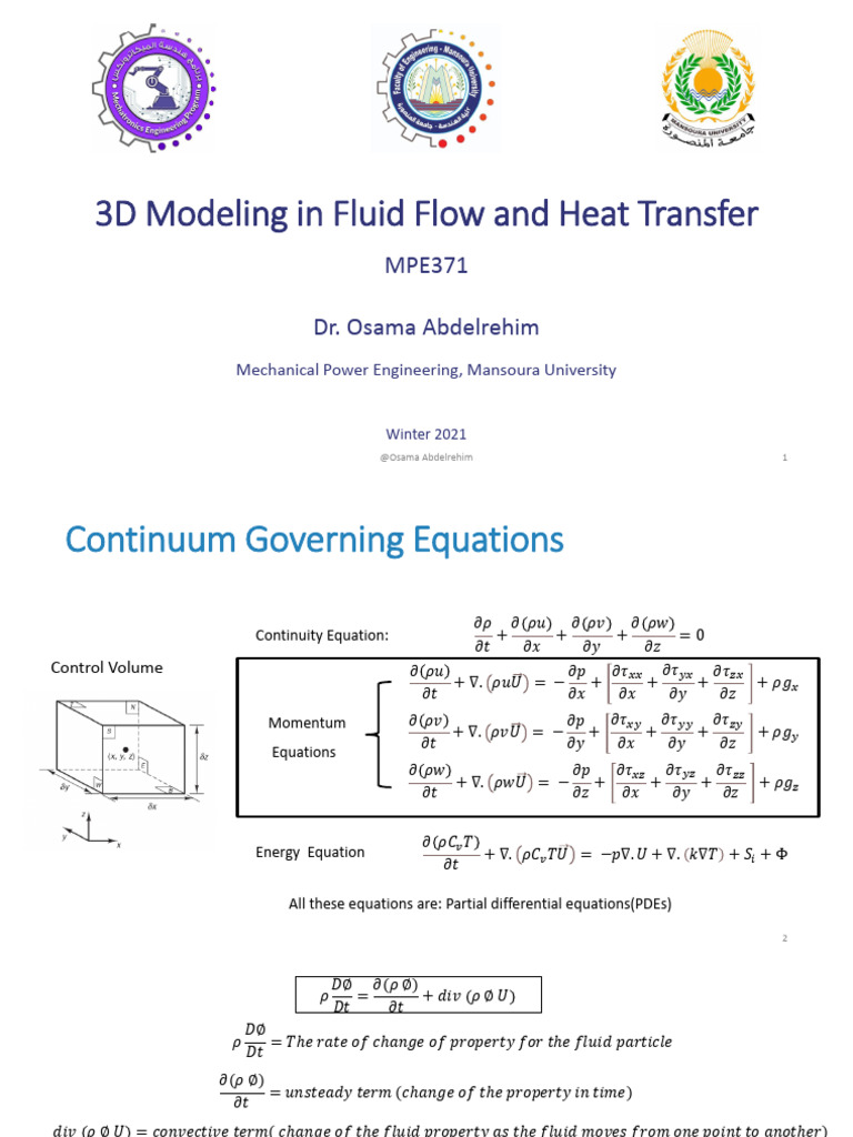 Lecture 3 (Momentum Equation) | PDF | Force | Dynamics (Mechanics)