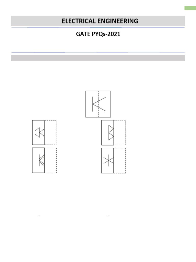 Electrical Engineering GATE PYQs 2021 | PDF | Electric Field | Bipolar ...