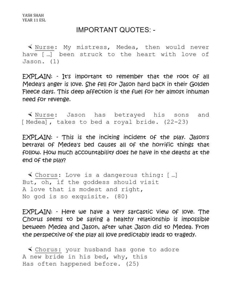 Important Quotes Medea Jason