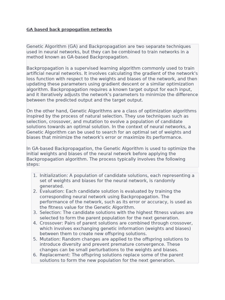 GA-Based Backpropagation in Neural Networks | PDF | Artificial Neural ...