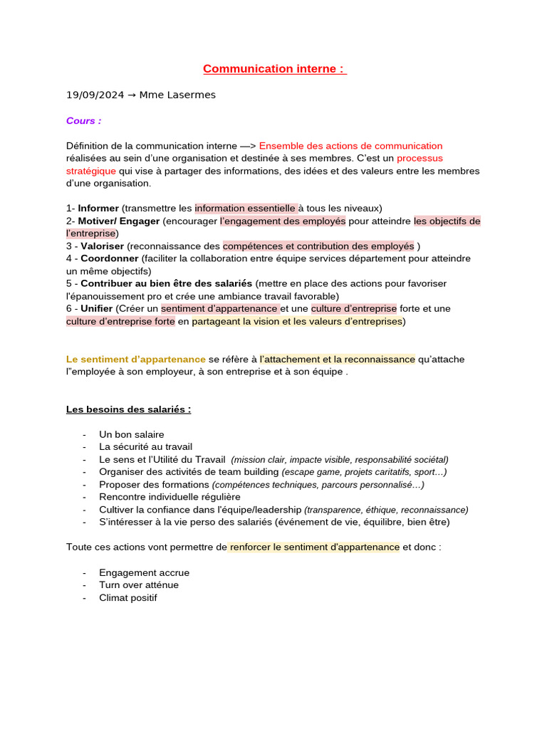 Stratégies de Communication Interne Efficaces | PDF | Business | la ...