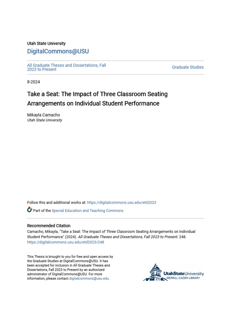 Take A Seat - The Impact of Three Classroom Seating Arrangements o ...
