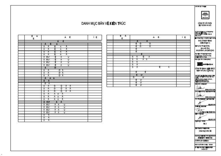 DANH MỤC BẢN VẼ | PDF