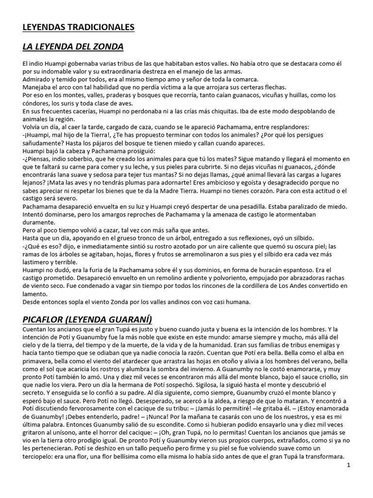 Antología Segundo Año. Leyendas Tradicionales y Urbanas-1 | PDF ...