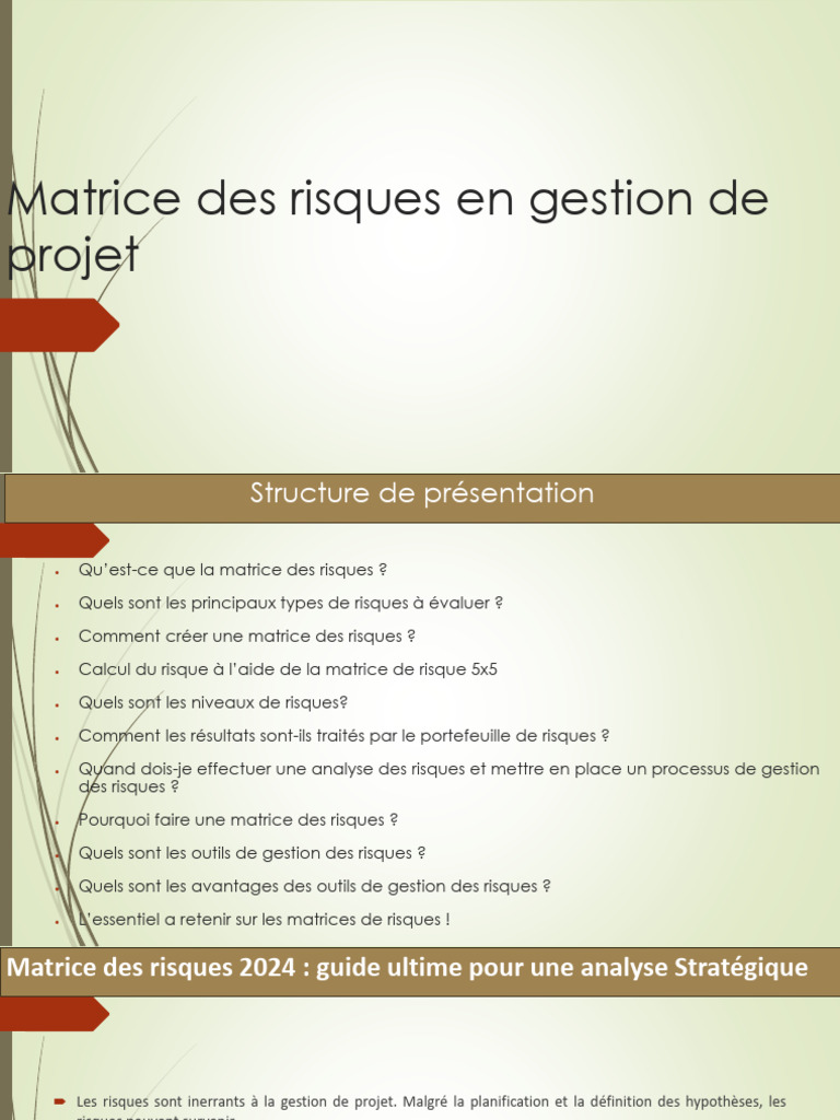 Matrice des Risques en Gestion de Projet | PDF | Risque | Gestion des ...