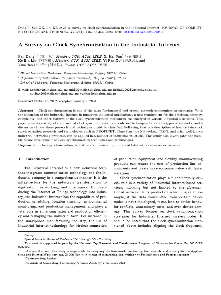 Dang Et Al - 2023 - A Survey On Clock Synchronization in The Industrial ...