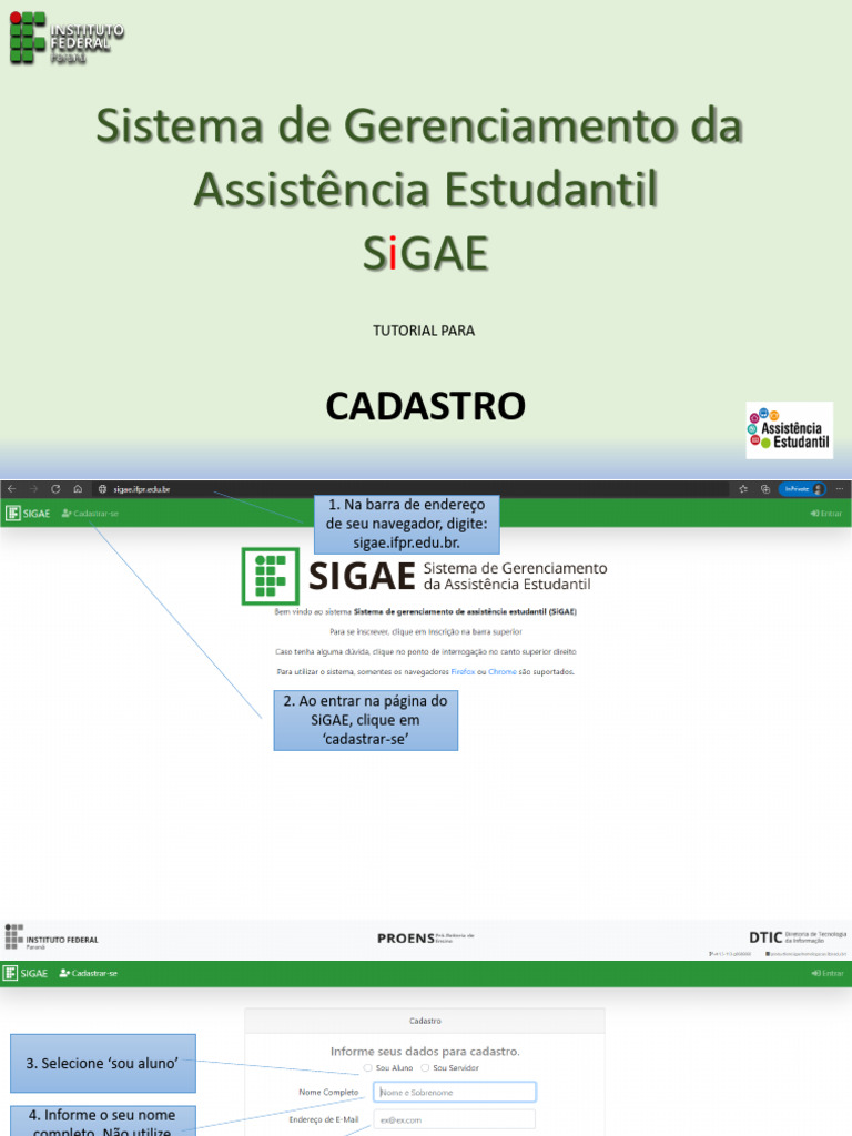 Tutorial para Cadastro No SIGAE | PDF