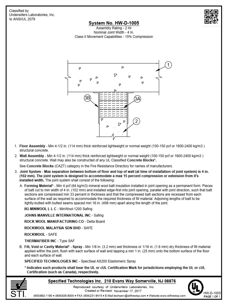 System PDF Files - 1. UL and cUL Systems - hwd1005 | PDF | Concrete | Wall