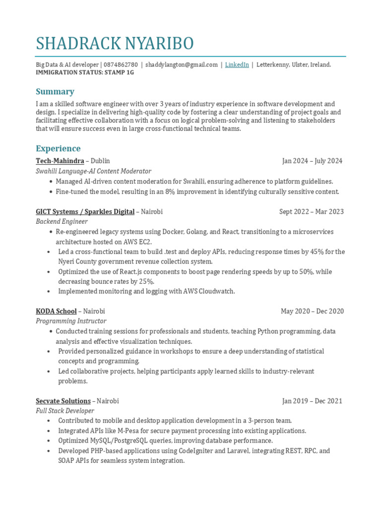Big Data & AI Developer Profile | PDF | My Sql | Big Data