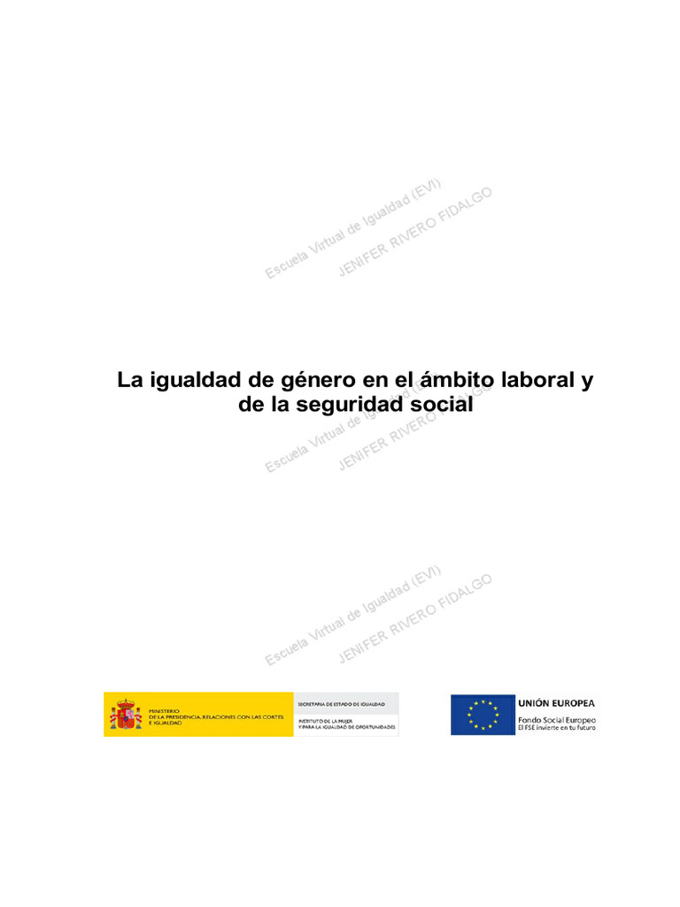 4. La Igualdad de Genero en El Ambito Laboral Y de La Seguridad Social ...