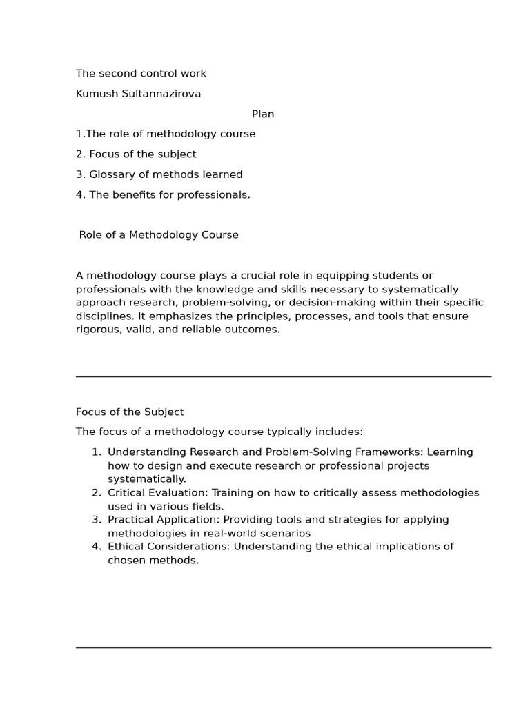 methodology writing control work | PDF | Methodology | Research Methods