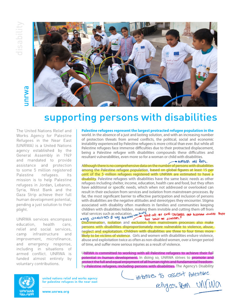 Supporting Persons With Disabilities | PDF | Palestinian Refugees | Unrwa