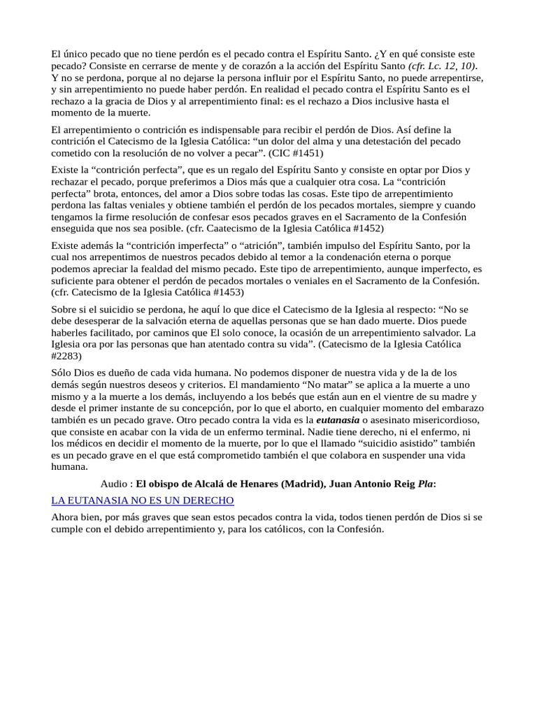 Pecado Espiritu Santo | PDF | Pecado | Creencia religiosa y doctrina