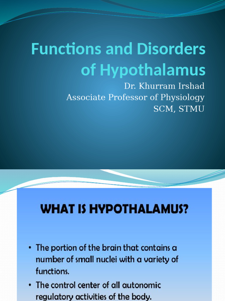 Functions And Disorders Of Hypothalamus 1 Pdf Hypothalamus