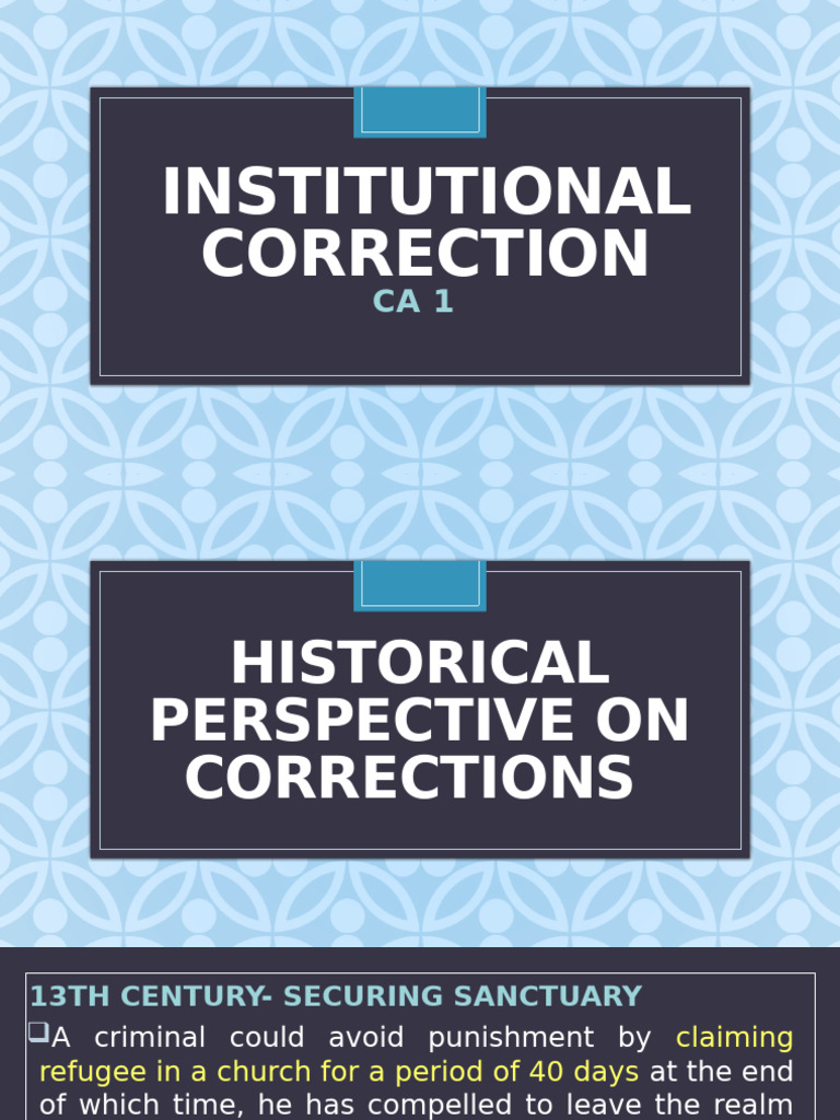 CA 1 Institutional Correction | PDF | Prison | Crimes