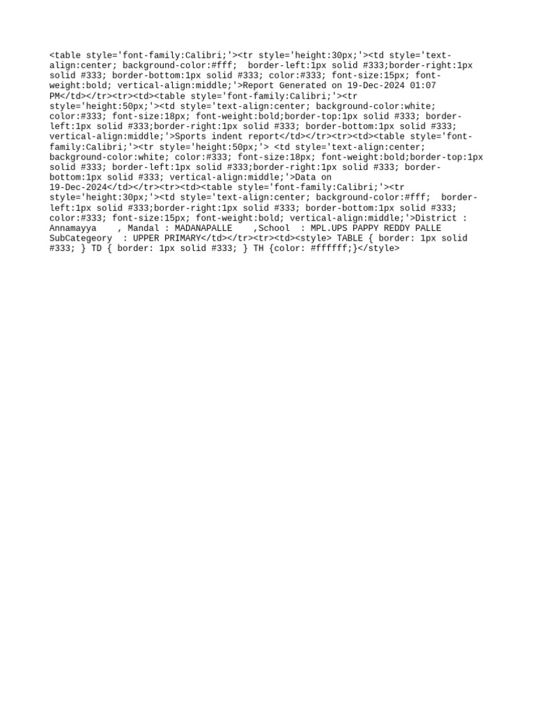 Sports Indent Report | PDF
