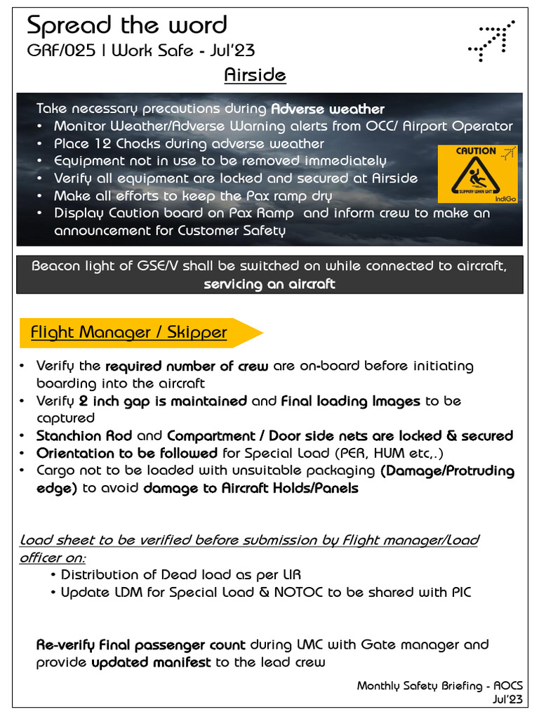 Monthly Safety Briefing - AOCS Jul'23 | PDF | Airport | Aviation