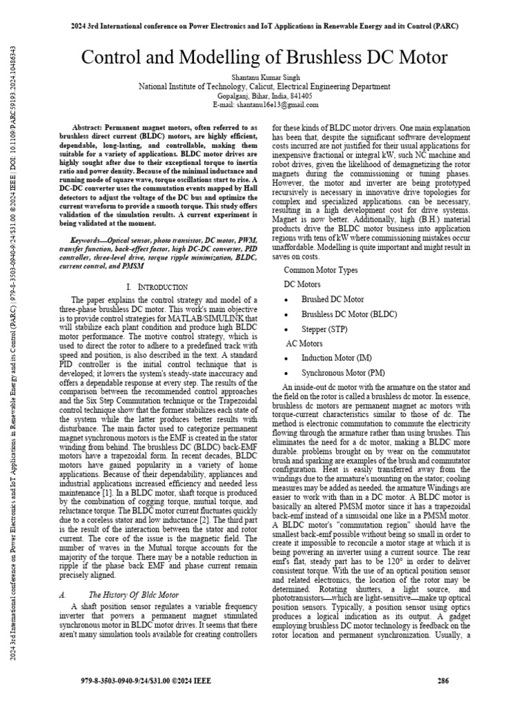 Control Strategies for BLDC Motors | PDF | Electric Motor | Power Inverter
