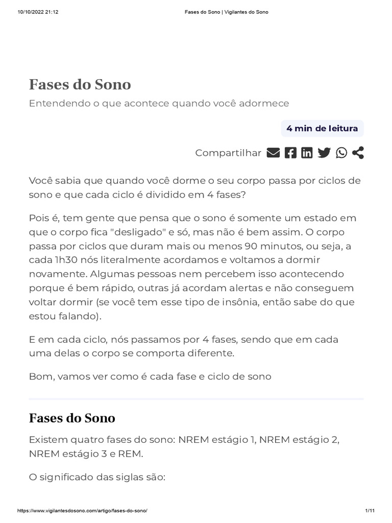 Fases Do Sono Vigilantes Do Sono Pdf Dormir Sono Rem Fase Do Sono