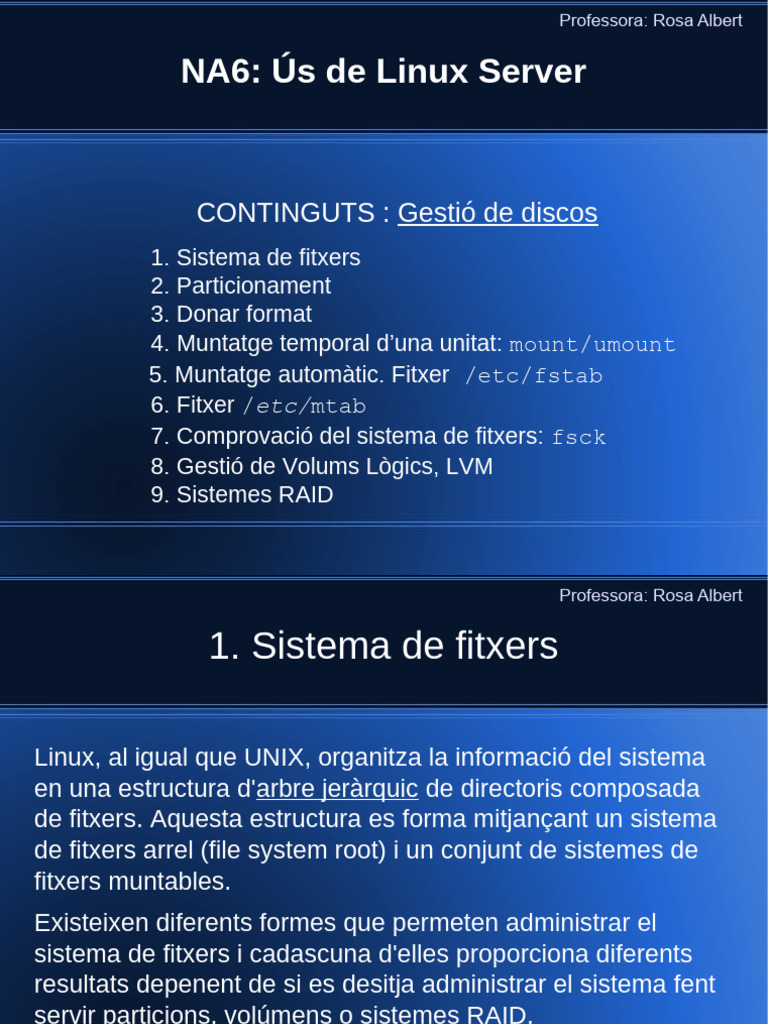 05-IsO-Ús Del Servidor Linux-Gestió Shell Discos Ubuntu 22.04 | PDF