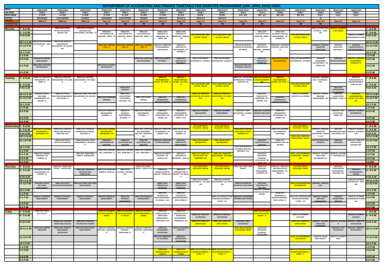 Accounting & Finance Timetable Jan-Apr 2024 | PDF | Accounting ...