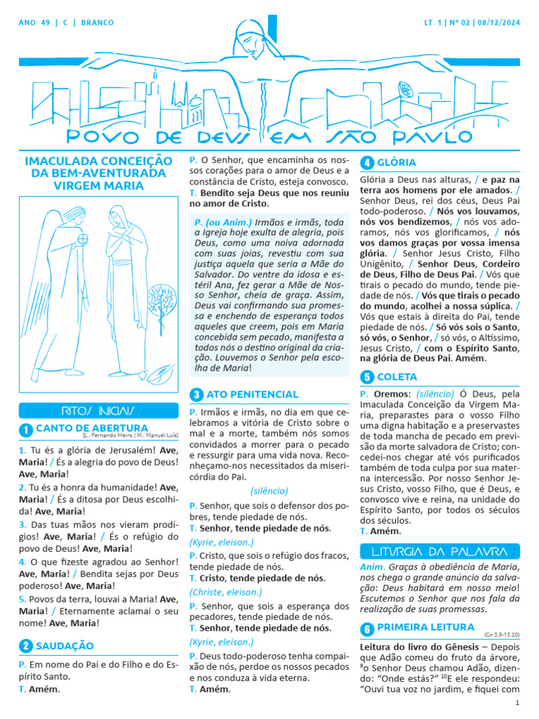 Celebração da Imaculada Conceição | PDF | Maria, mãe de Jesus | Eucaristia