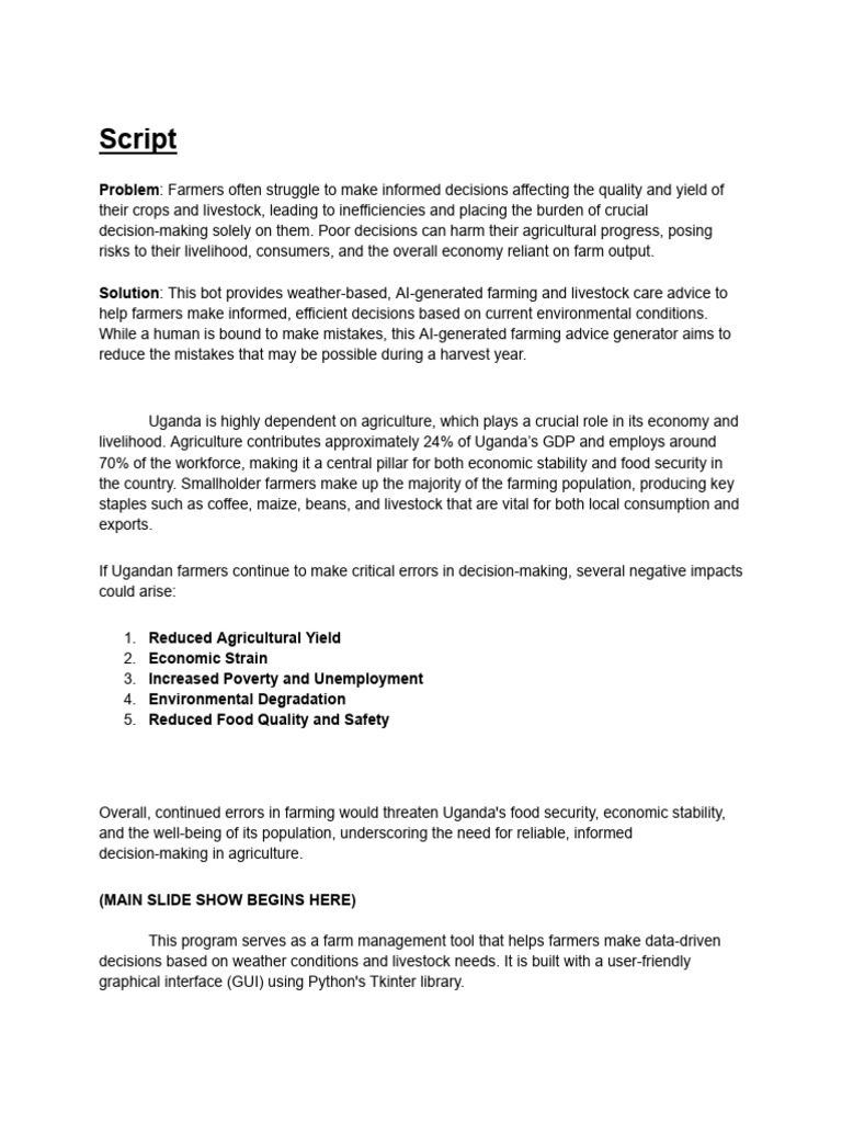 Farming Advice Script Student | PDF | Agriculture | Livestock