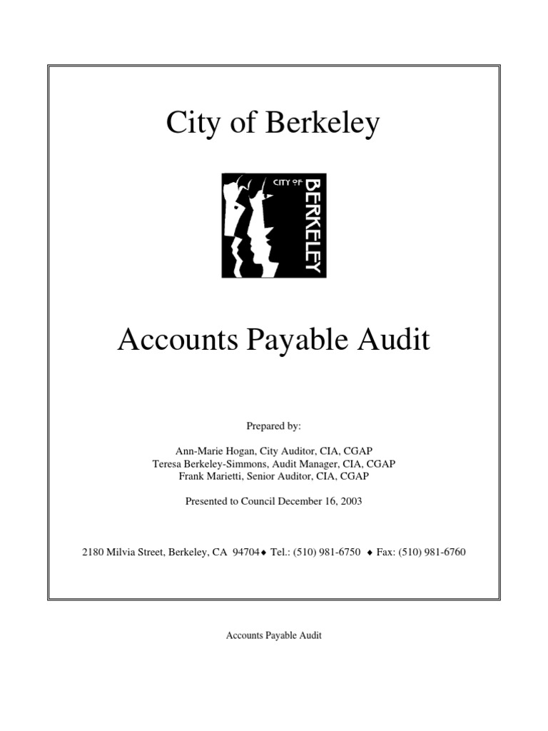 City of Berkeley: Accounts Payable Audit | PDF | Accounts Payable | Invoice