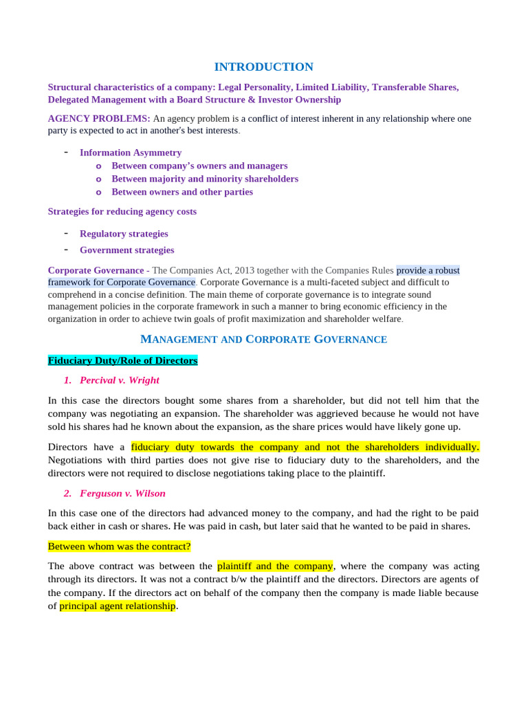 Company Law II Case Briefs | PDF | Liquidation | United Kingdom ...