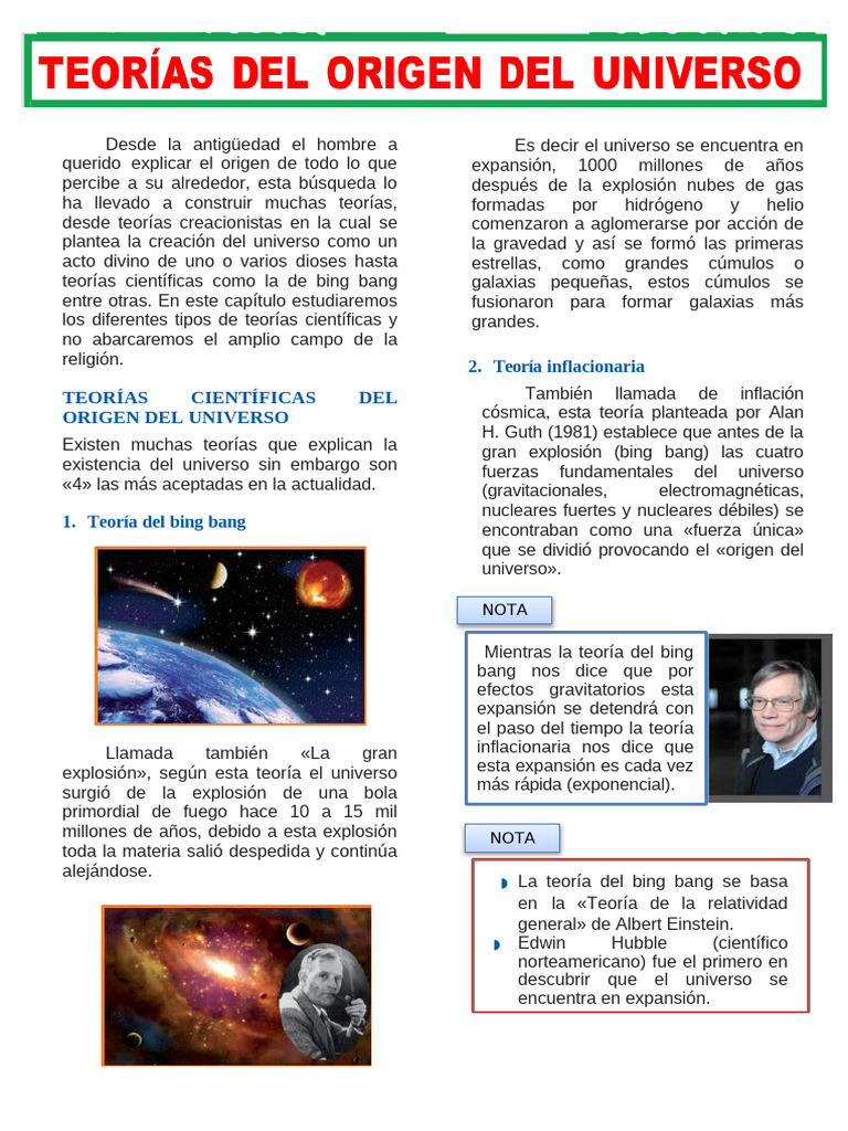 Teorías científicas del origen del universo | PDF | Universo | Big Bang