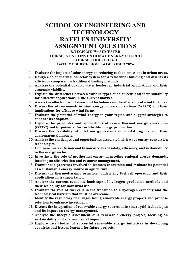 Oec 401 Assignment | PDF | Renewable Energy | Energy Development