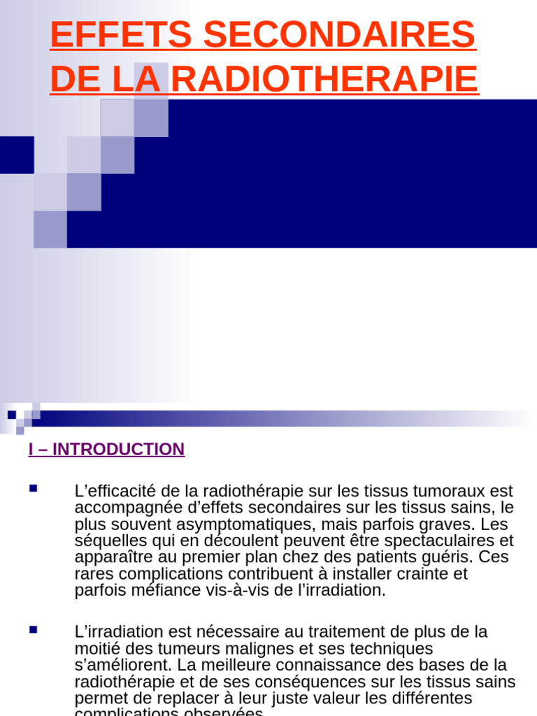Effets secondaires de la radiothérapie PDF Radiothérapie Syndrome — free download