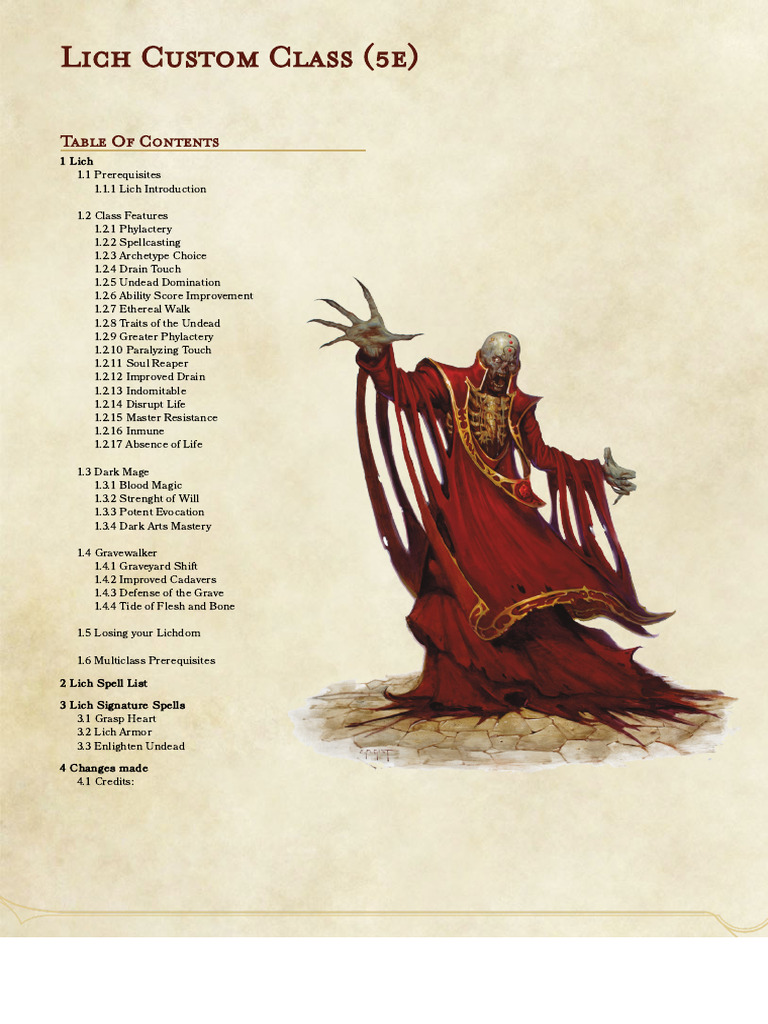 2221243-5e Lich Custom Class | PDF | Dungeons &amp; Dragons