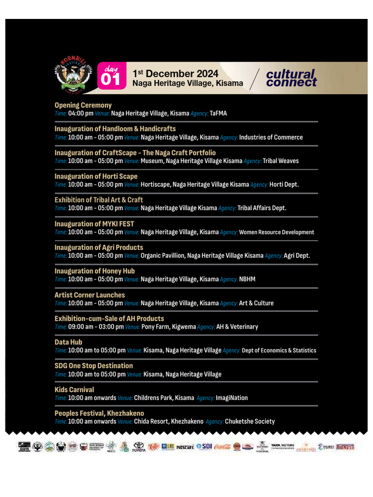 Hornbill Festival Schedule 2024 | PDF | South Asia