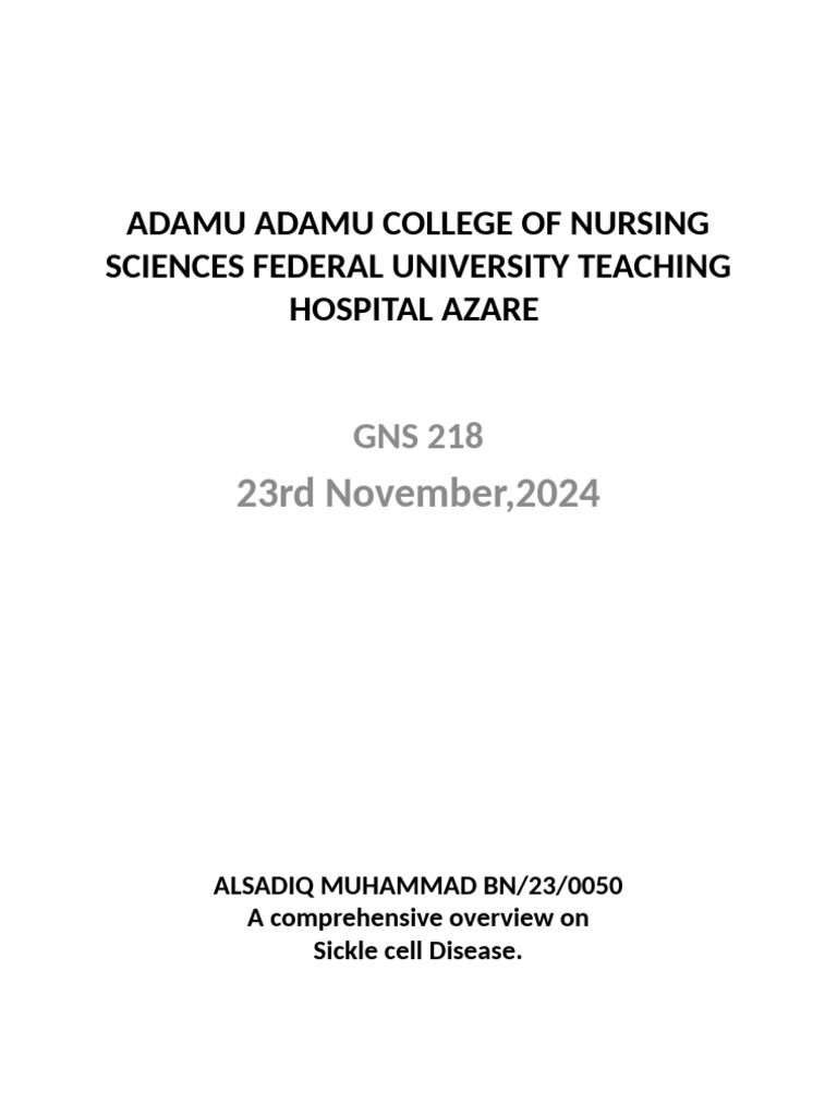 Overview of Sickle Cell Disease Management | PDF | Clinical Medicine ...
