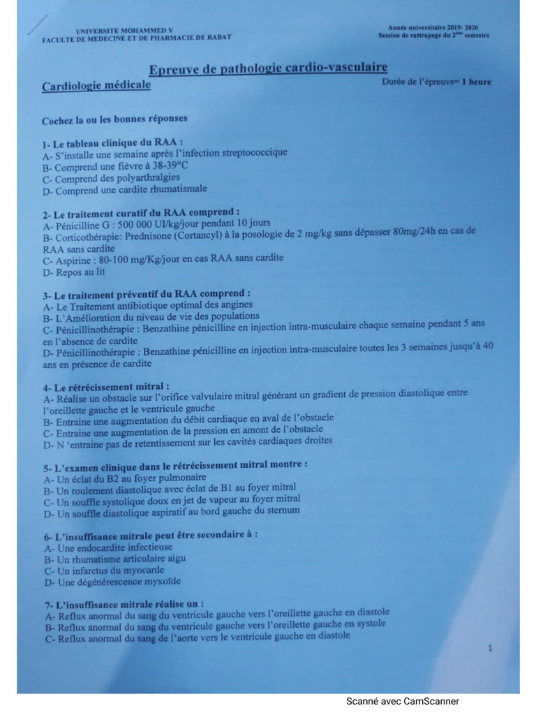 Exam FMPR 2019-2020 (2ème Session) | PDF