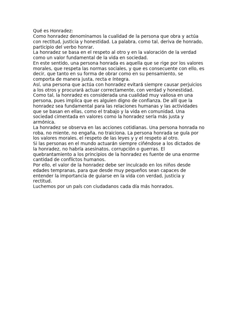 Qué Es Honradez | PDF