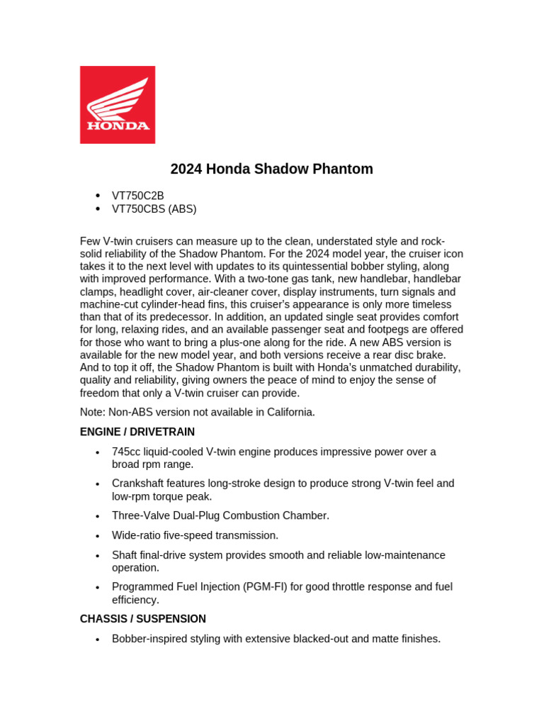 24 Shadow Phantom Features and Benefits | PDF | Vehicles | Vehicle ...