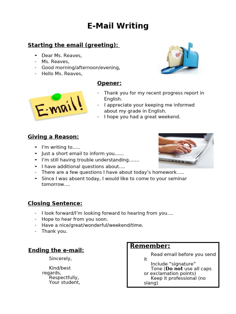 Email Etiquette Student Page | PDF