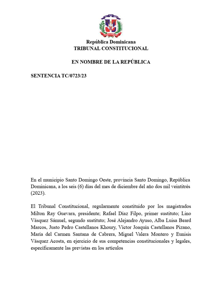Revisión de Sentencia de Amparo en RD | PDF | Sentencia (ley ...
