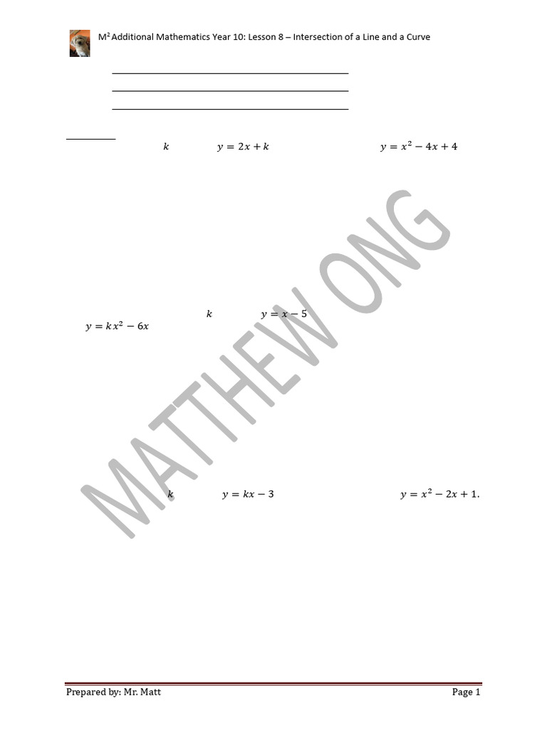 Line and Curve Intersection Analysis | PDF | Mathematics | Classical ...