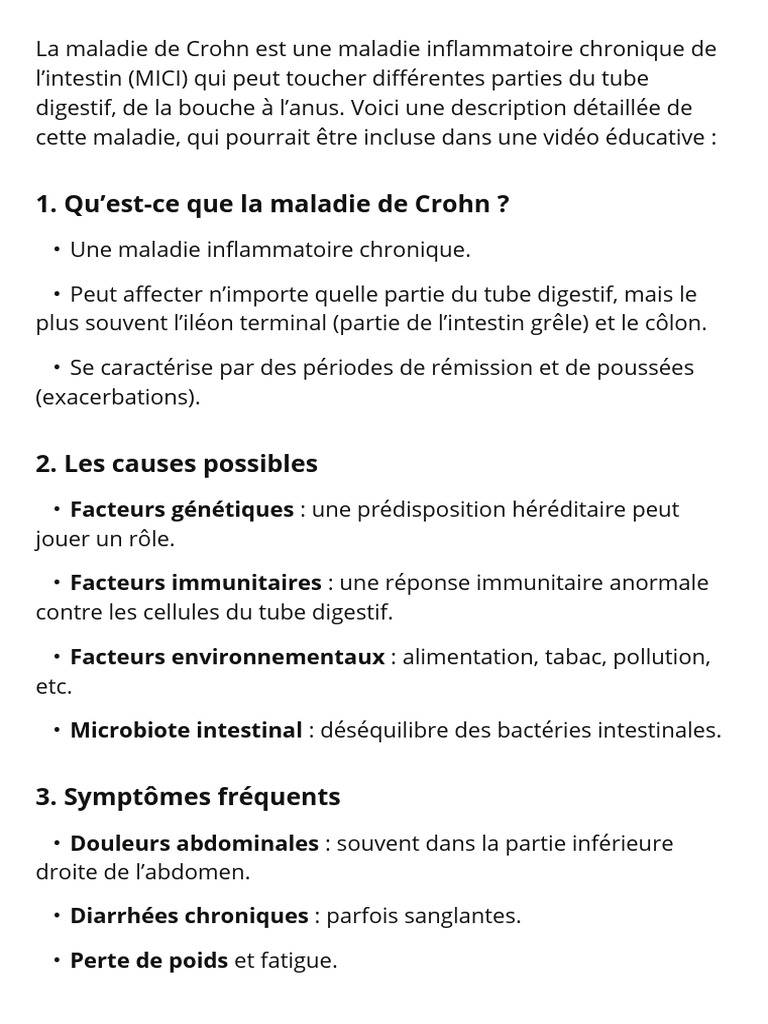Comprendre la maladie de Crohn PDF Maladie de Crohn Spécialités — free download