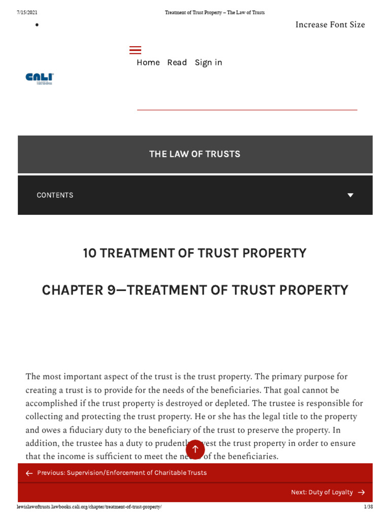 2022-02-09 - Treatment of Trust Property - The Law of Trusts | PDF ...