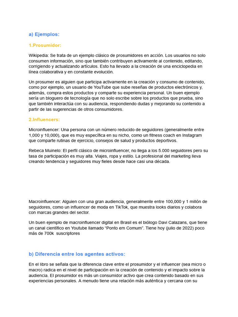 Prosumidores vs. Influencers: Claves y Ejemplos | PDF