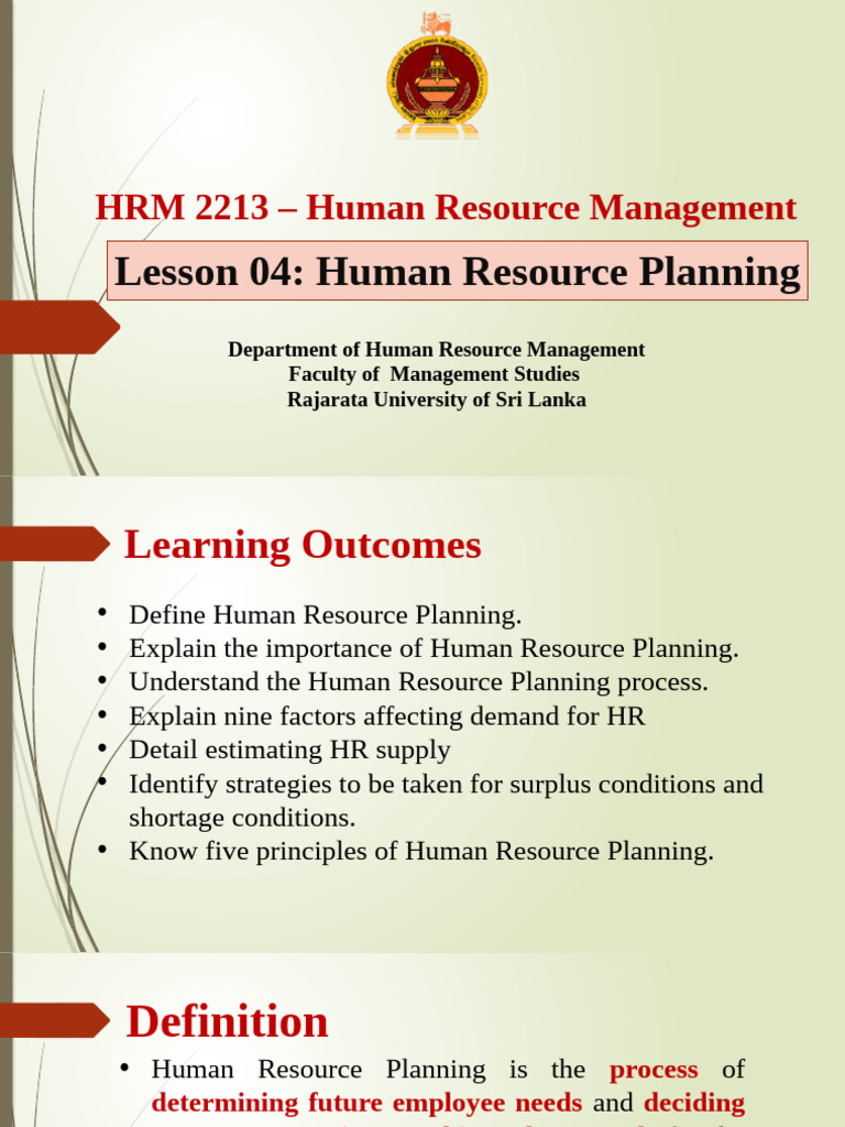 Human Resource Planning Overview | PDF | Human Resource Management ...