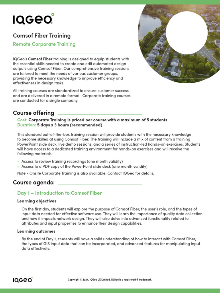 IQGeo Training Comsof Fiber Corporate 05dec24 | PDF | Learning | Data