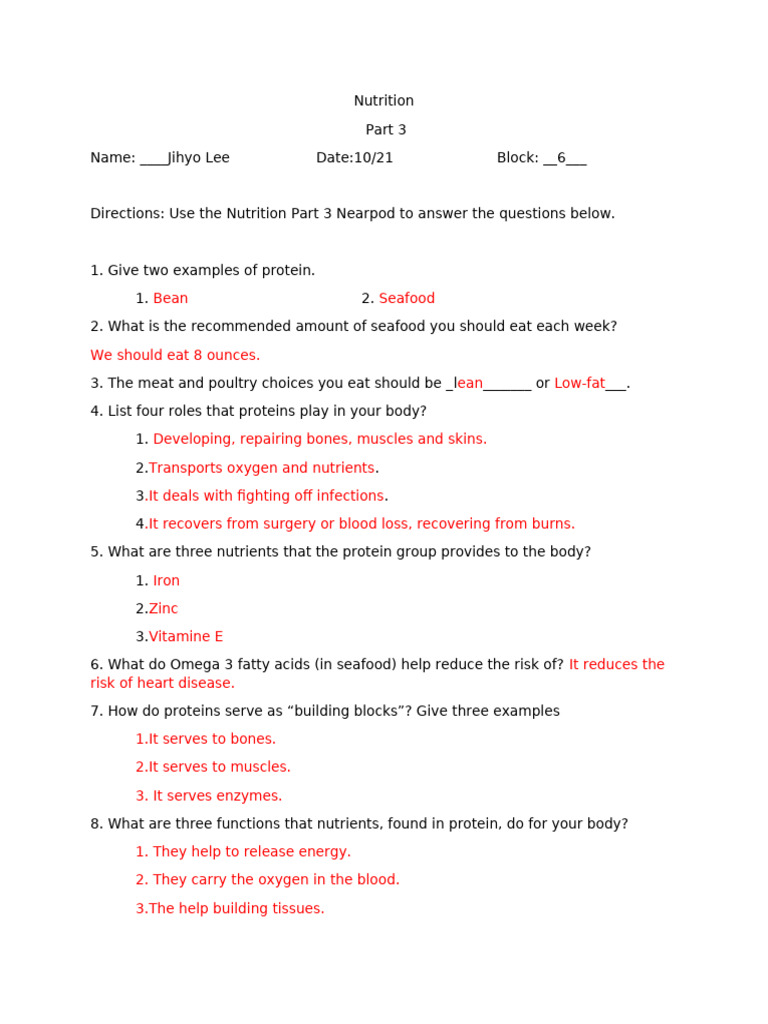 Nutrition+Part+3+Nearpod+WS | PDF