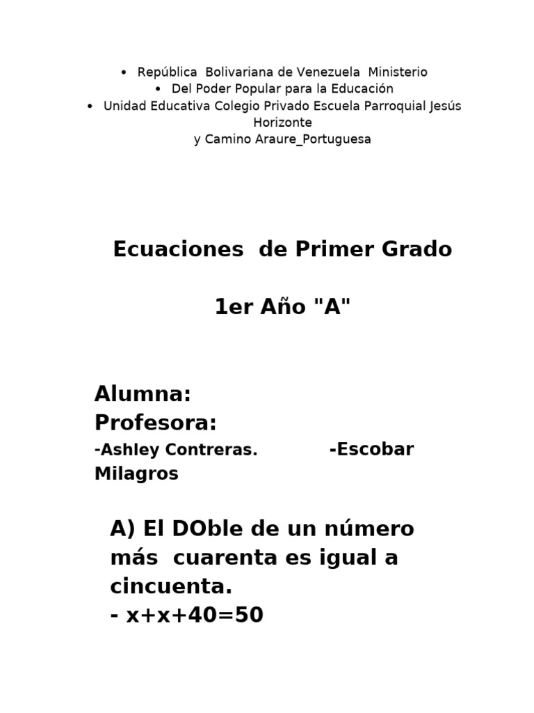E Cuac I Ones de Primer Grado | PDF